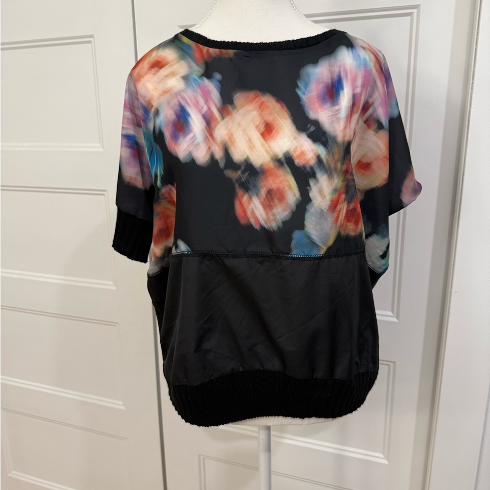 Zara Black Top with Colorful Floral Design